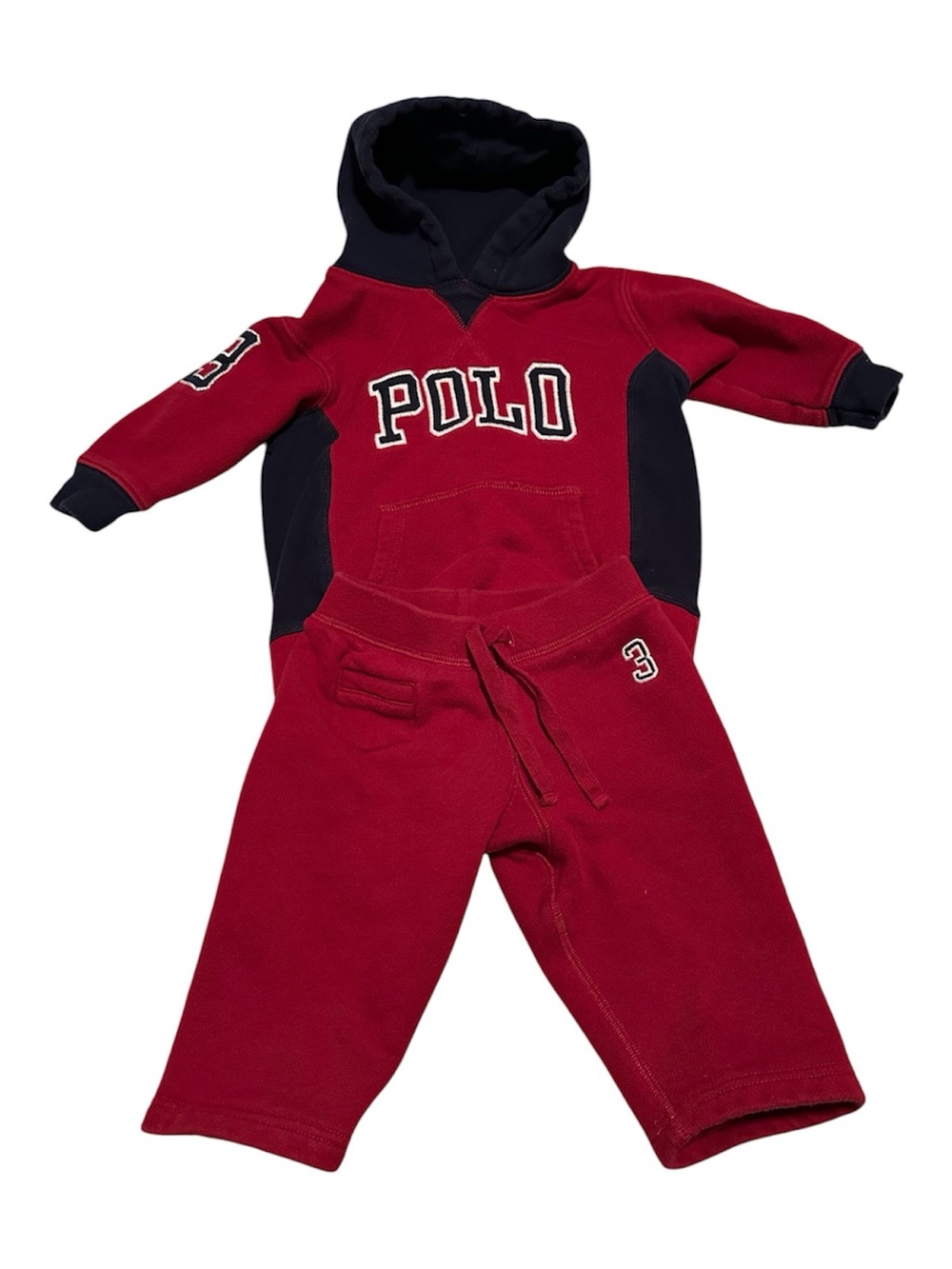 Polo by Ralph Lauren Red & Navy Hoodie and Joggers Set-Size 12M